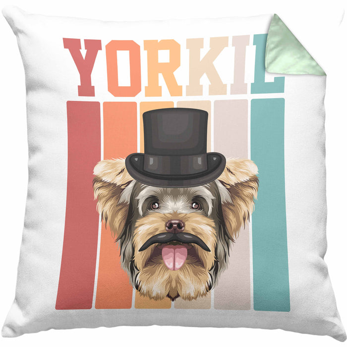 Yorkie Besitzer Kissen mit Füllung 40x40 Geschenk Lustiger Spruch Geschenkidee Retro Vinatge Yorkie (Grau) Grün Trendation