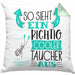 Taucher Kissen mit Füllung 40x40 Geschenk So Sieht Ein Richtig Cooler Taucher Aus Geschenkidee Spruch Lustig (Grau) Grün Trendation