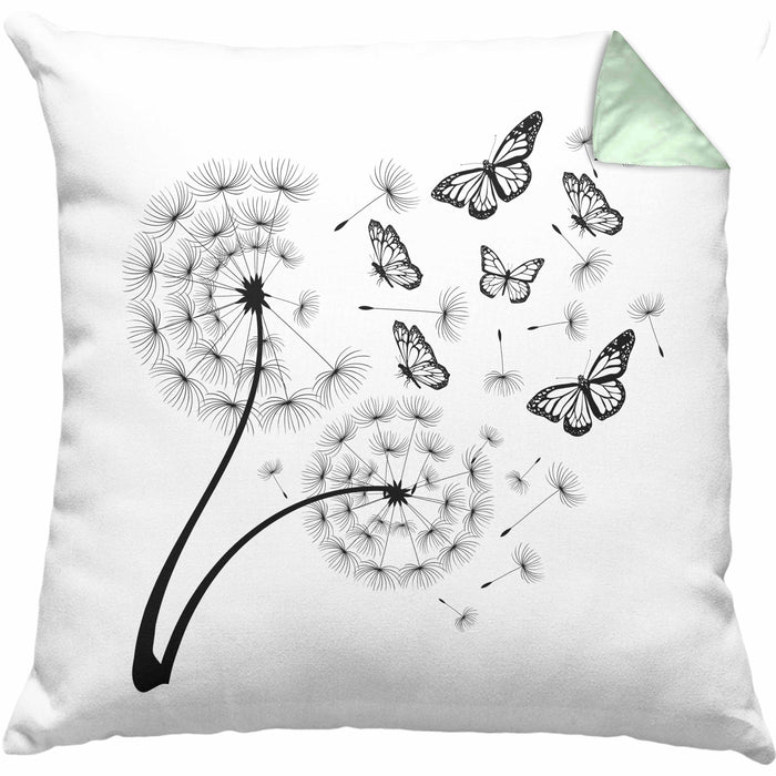 Schmetterling Kissen mit Füllung 40x40 Grafik Geschenkidee Pusteblume (Grau) Grün Trendation
