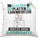 Plattenladenbesitzer Kissen mit Füllung 40x40 Geschenk für Plattenladenbesitzer Geburtstag Lustiger Spruch Was Ist Deine Superkraft (Grau) Grün Trendation