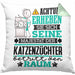 Katzenzüchter Geschenk Kissen mit Füllung 40x40 Lustiger Spruch Erheben Sie Sich Der Katzenzüchter Betritt den Raum (Grau) Grün Trendation