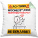 Tierphysiotherapeut Kissen mit Füllung 40x40 Geschenk Lustiger Spruch Geschenkidee für Tierphysiotherapeut Achtung Hochleistungs Tierphysiotherapeut Bei Der Arbeit (Grau) Grün Trendation