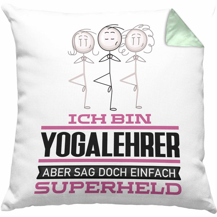 Yogalehrer Geschenk Kissen mit Füllung 40x40 Ich Bin Yogalehrer Aber Sag Doch Einfach Superheld Lustige Geschenkdiee für Yogalehrer (Grau) Grün Trendation