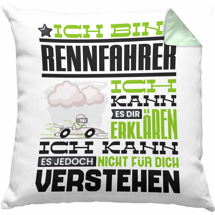 Rennfahrer Geschenk Kaffee-Kissen mit Füllung 40x40 Geschenkidee für Rennfahrer Ich Bin Rennfahrer Ich Kann Es Dir Erklären Jedoch Nicht Für Dich Verstehen Spruch Lustig (Grau) Grün Trendation