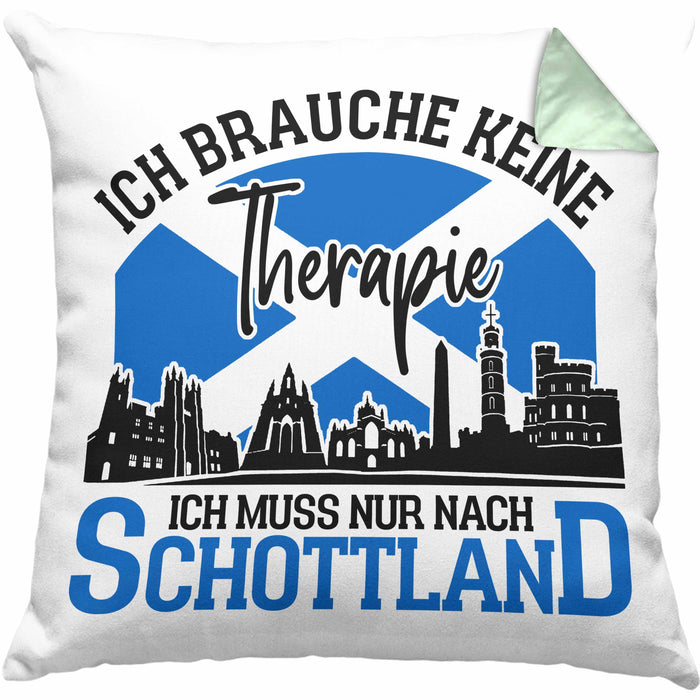 Kissen mit Füllung 40x40 Schottland Urlaub Geschenk für Schottland Fans Ich Brauche Keine Therapie (Grau) Grün Trendation