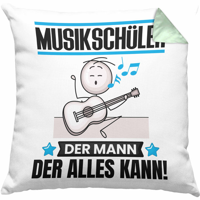Musikschüler Kissen mit Füllung 40x40 Geschenk für Musikschüler Der Mann Der Alles Kann Geschenkidee zum Geburtstag (Grau) Grün Trendation