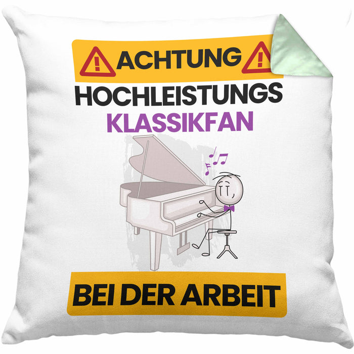 Klassikliebhaber Kissen mit Füllung 40x40 Geschenk Lustiger Spruch Geschenkidee für Klassikliebhaber Achtung Hochleistungs Klassikliebhaber Bei Der Arbeit (Grau) Grün Trendation