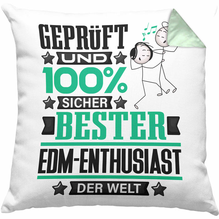EDM-Enthusiast Geschenk Lustiger Spruch für EDM-Enthusiast Geschenkidee Bester EDM-Enthusiast Der WeltKissen mit Füllung 40x40 (Grau) Grün Trendation