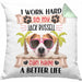 Jack Russel Besitzer Kissen mit Füllung 40x40 Geschenk Lustiger Spruch Geschenkidee I Work Hard So My Jack Russel Can Have A Better Life (Grau) Grün Trendation