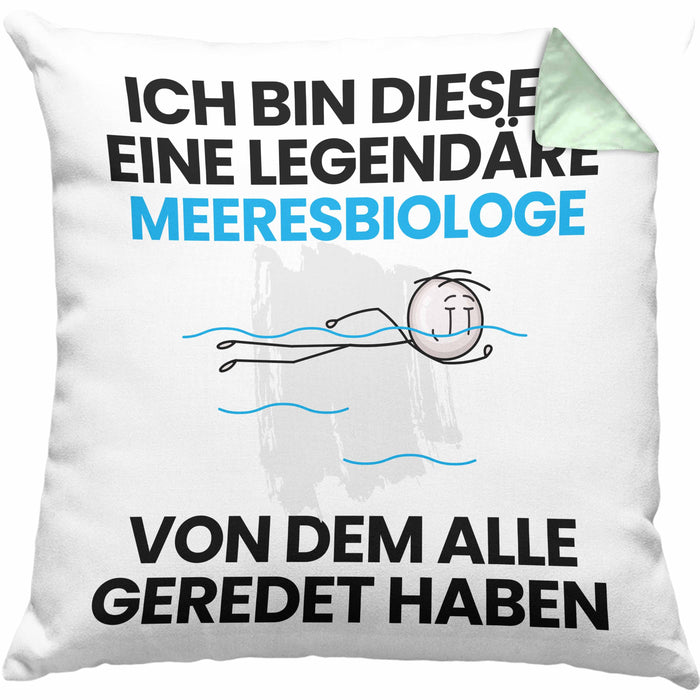 Meeresbiologe Geschenk Kissen mit Füllung 40x40 Lustige Geschenkidee Geburtstag für Meeresbiologe Ich Bin Dieser Legendäre Meeresbiologe Von Dem Alle Geredet Haben (Grau) Grün Trendation