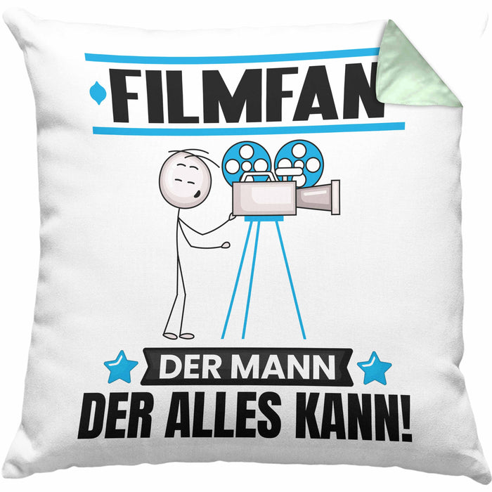 Filmfan Kissen mit Füllung 40x40 Geschenk für Filmfan Der Mann Der Alles Kann Geschenkidee zum Geburtstag (Grau) Grün Trendation