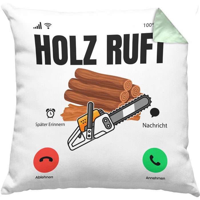 Holzarbeiter Schreiner Tischler Geschenk Kissen mit Füllung 40x40 Holz Ruft An Holzarbeit Waldarbeiter (Grau) Grün Trendation