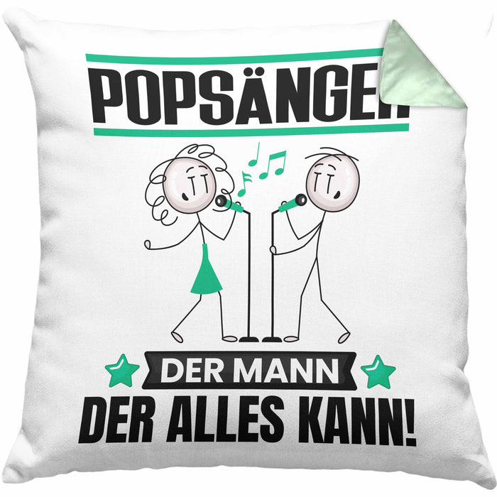 Popsänger Kissen mit Füllung 40x40 Geschenk für Popsänger Der Mann Der Alles Kann Geschenkidee zum Geburtstag (Grau) Grün Trendation