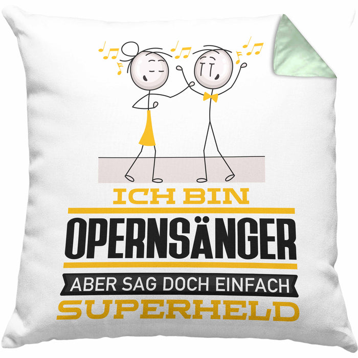 Opernsänger Geschenk Kissen mit Füllung 40x40 Ich Bin Opernsänger Aber Sag Doch Einfach Superheld Lustige Geschenkdiee für Opernsänger (Grau) Grün Trendation
