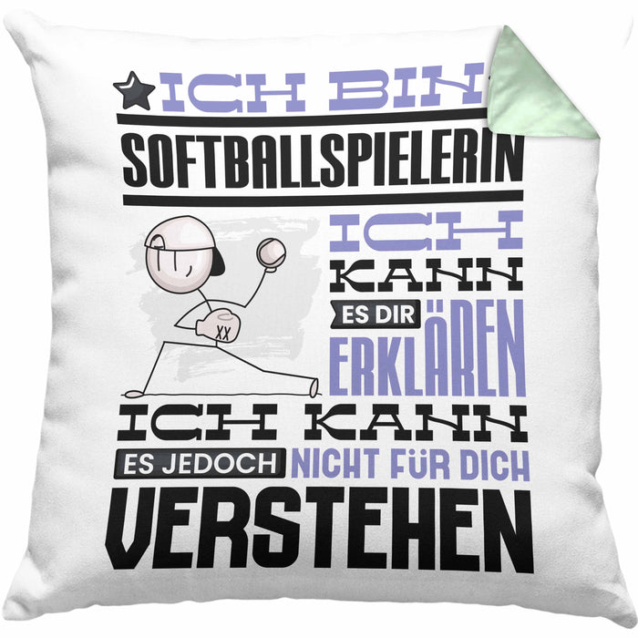 Softballspielerin Geschenk Kaffee-Kissen mit Füllung 40x40 Geschenkidee für Softballspielerin Ich Bin Softballspielerin Ich Kann Es Dir Erklären Jedoch Nicht Für Dich Verstehen Spruch Lustig (Grau) Grün Trendation