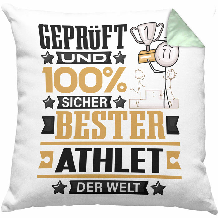 Athlet Geschenk Lustiger Spruch für Athlet Geschenkidee Bester Athlet Der WeltKissen mit Füllung 40x40 (Grau) Grün Trendation