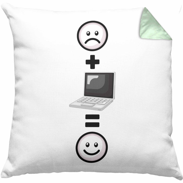 Computer IT Spezialist Kissen mit Füllung 40x40 Geschenk für Programmierer :( + PC = :) Lustige Geschenkidee Geburtstag (Grau) Grün Trendation