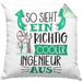 Ingenieur Kissen mit Füllung 40x40 Geschenk So Sieht Ein RIchtig Cooler Ingenieur Aus Geschenkidee Lustiger Spruch Geburtstag (Grau) Grün Trendation