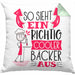 Bäcker Kissen mit Füllung 40x40 Geschenk So Sieht Ein RIchtig Cooler Bäcker Aus Geschenkidee Lustiger Spruch Geburtstag (Grau) Grün Trendation