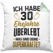 30. Hochzeitstag Kissen mit Füllung 40x40 Geschenk Perlen-Hochzeit Geschenkidee Ehemann Ehefrau Ich Habe 30 Ehejahre Überlebt (Grau) Grün Trendation