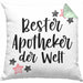 Apotheker Geschenk Kissen mit Füllung 40x40 Bester Apotheker Pharmazeut Arzneikundiger (Grau) Grün Trendation