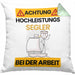 Segler Kissen mit Füllung 40x40 Geschenk Lustiger Spruch Geschenkidee für Segler Achtung Hochleistungs Segler Bei Der Arbeit (Grau) Grün Trendation