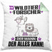 Wildtierforscher Kissen mit Füllung 40x40 Geschenk für Wildtierforscher Der Mann Der Alles Kann Geschenkidee zum Geburtstag (Grau) Grün Trendation