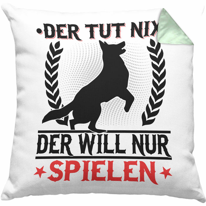 Hund Kissen mit Füllung 40x40 Geschenk Hunde-Besitzer Geschenkidee (Grau) Grün Trendation