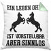Pferde Kissen mit Füllung 40x40 Lustig Reiterin Geschenk Pferde Geschenke Mädchen Pferdeliebhaber Lustig (Grau) Grün Trendation