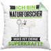 Naturforscher Kissen mit Füllung 40x40 Geschenk für Naturforscher Geburtstag Lustiger Spruch Was Ist Deine Superkraft (Grau) Grün Trendation