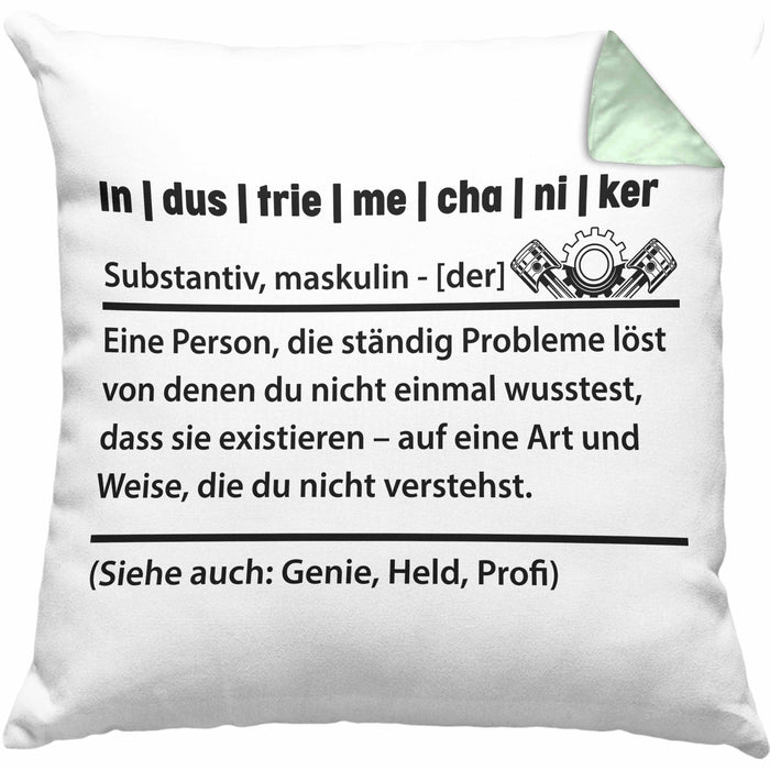 Industriemechaniker Geschenk Kissen mit Füllung 40x40 Spruch Männer Definition Lustige Geschenkidee für Industriemechaniker (Grau) Grün Trendation