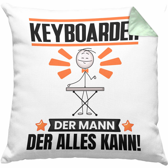 Keyboarder Kissen mit Füllung 40x40 Geschenk für Keyboarder Der Mann Der Alles Kann Geschenkidee zum Geburtstag (Grau) Grün Trendation