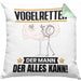 Vogelretter Kissen mit Füllung 40x40 Geschenk für Vogelretter Der Mann Der Alles Kann Geschenkidee zum Geburtstag (Grau) Grün Trendation