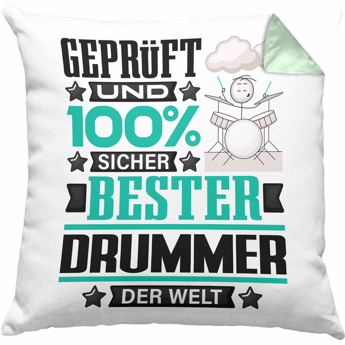 Drummer Geschenk Lustiger Spruch für Drummer Geschenkidee Bester Drummer Der WeltKissen mit Füllung 40x40 (Grau) Grün Trendation