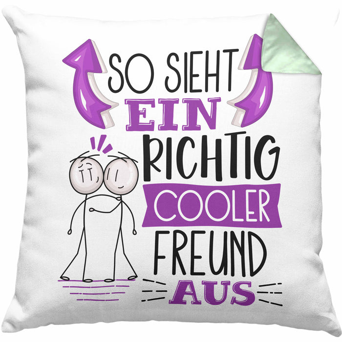 Bester Freund Kissen mit Füllung 40x40 Geschenk So Sieht Ein RIchtig Cooler Bester Freund Aus Geschenkidee Lustiger Spruch Geburtstag BFF (Grau) Grün Trendation