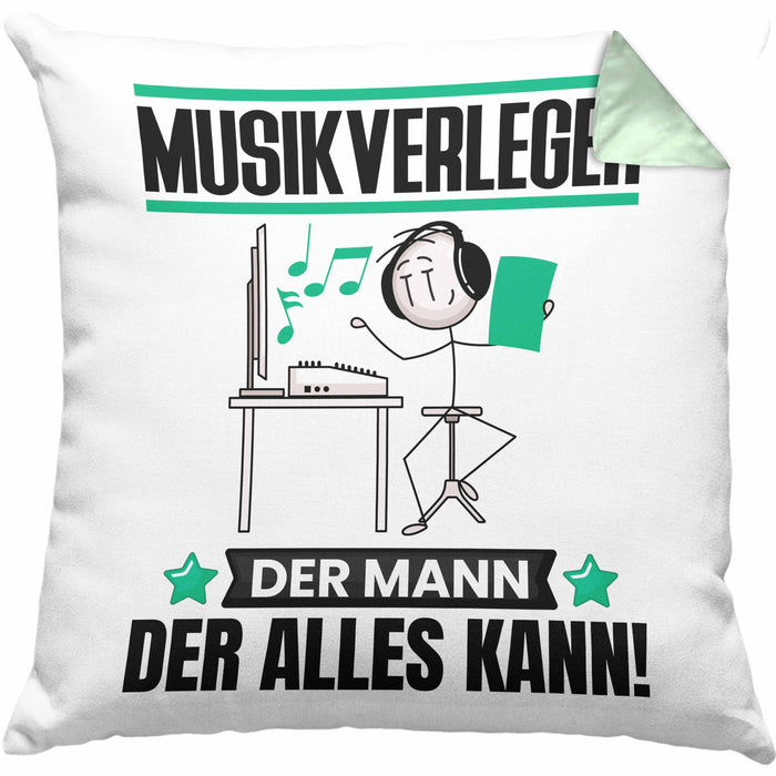Musikverleger Kissen mit Füllung 40x40 Geschenk für Musikverleger Der Mann Der Alles Kann Geschenkidee zum Geburtstag (Grau) Grün Trendation