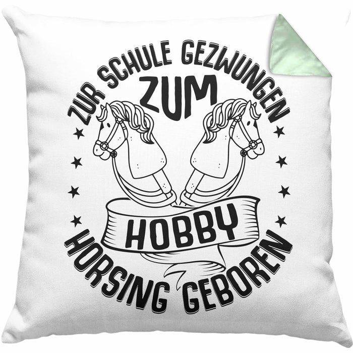 Hobbyhorse Kissen mit Füllung 40x40 Geschenk Hobby-Horsing Geschenkidee Mädchen (Grau) Grün Trendation