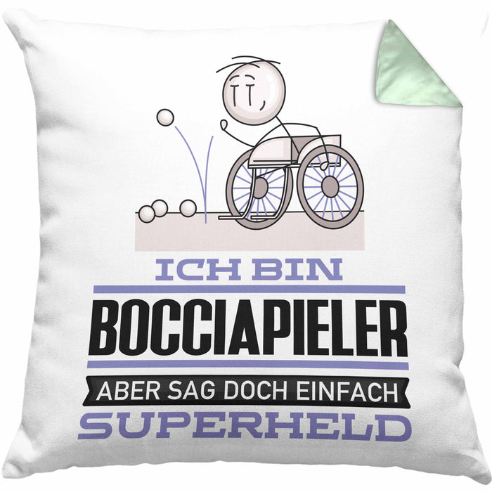 Bocciapieler Geschenk Kissen mit Füllung 40x40 Ich Bin Bocciapieler Aber Sag Doch Einfach Superheld Lustige Geschenkdiee für Bocciapieler (Grau) Grün Trendation