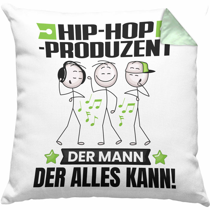 Hip-Hop-Produzent Kissen mit Füllung 40x40 Geschenk für Hip-Hop-Produzent Der Mann Der Alles Kann Geschenkidee zum Geburtstag (Grau) Grün Trendation