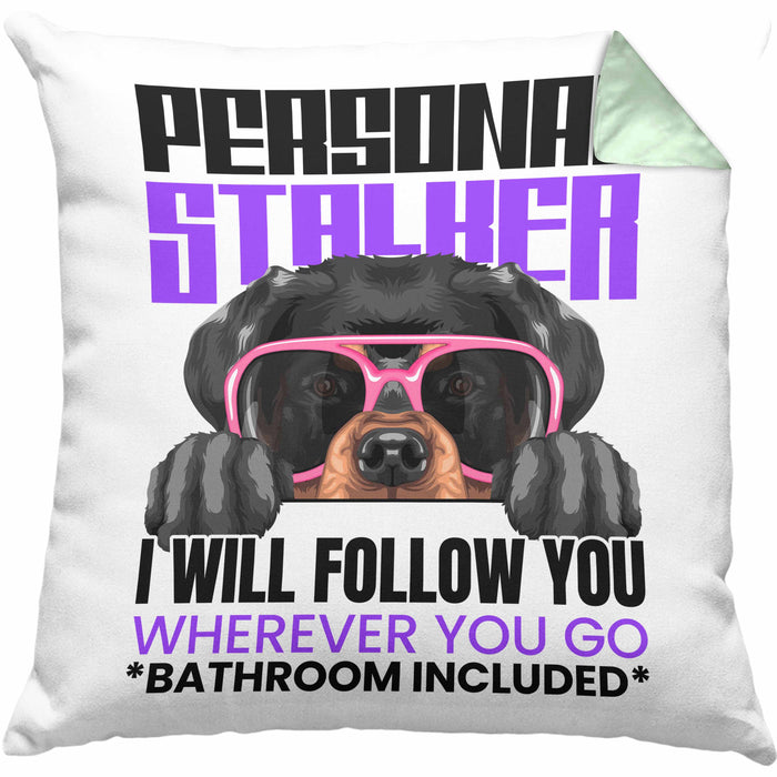 Rottweiler Besitzerin Kissen mit Füllung 40x40 Geschenk Lustiger Spruch Geschenkidee Personal Stalker (Grau) Grün Trendation