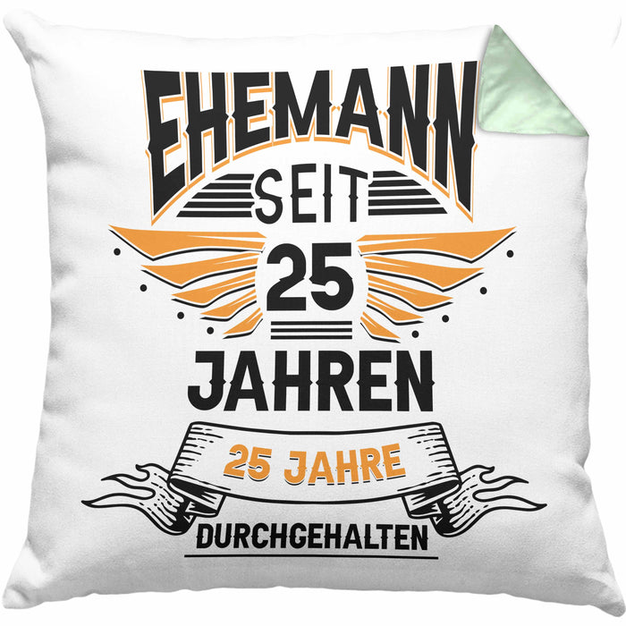Ehemann Seit 25 Jahre Hochzeitstag Geschenk Lustiger Spruch Bester Ehemann JubiläumKissen mit Füllung 40x40 (Grau) Grün Trendation
