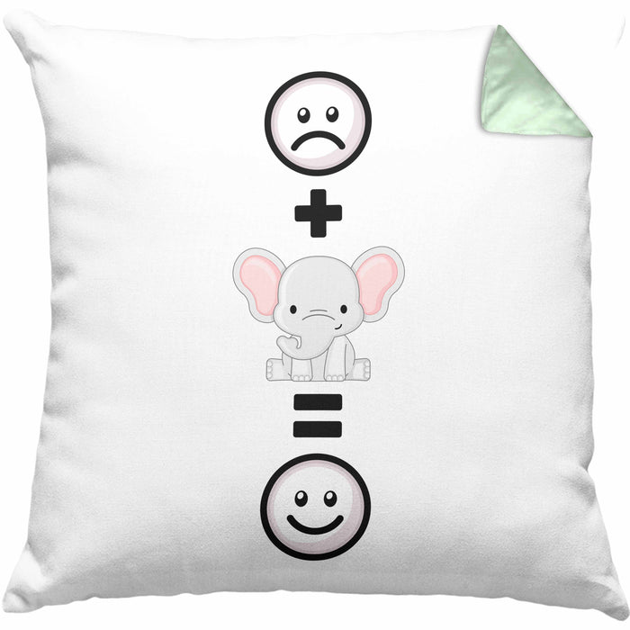 Elefanten Kissen mit Füllung 40x40 Geschenk für Elephanten Liebhaber :( + Elefanten = :) Lustige Geschenkidee Geburtstag (Grau) Grün Trendation
