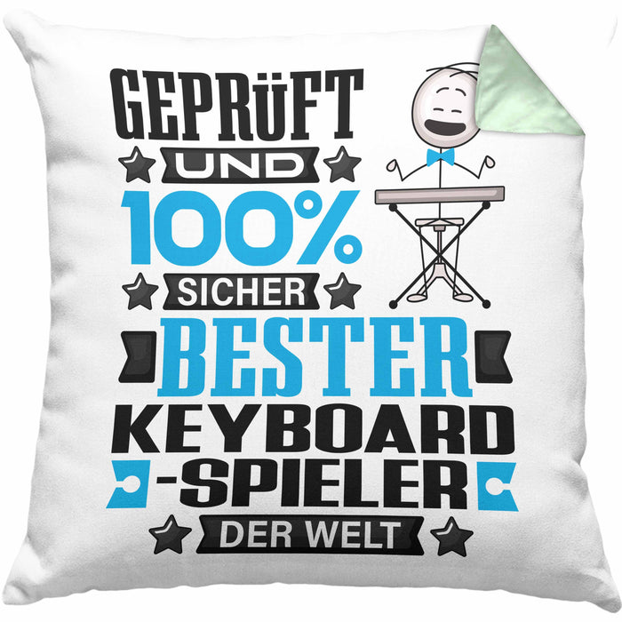Keyboard-Spieler Geschenk Lustiger Spruch für Keyboard-Spieler Geschenkidee Bester Keyboard-Spieler Der WeltKissen mit Füllung 40x40 (Grau) Grün Trendation