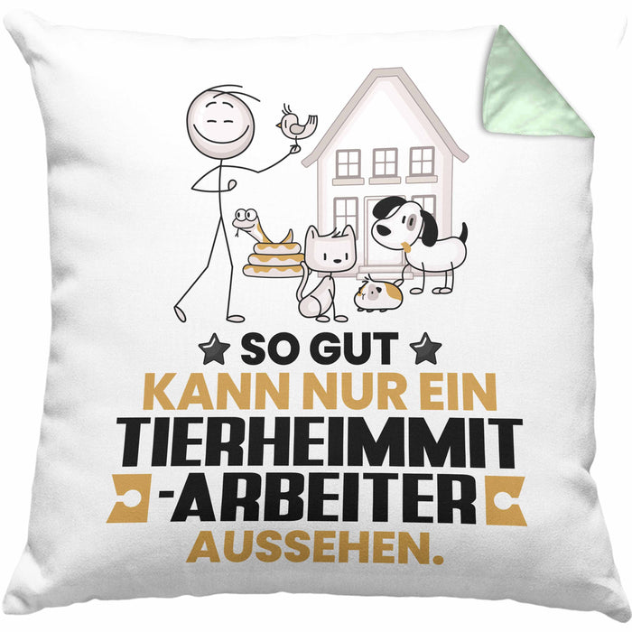 Tierheimmitarbeiter Geschenk Kissen mit Füllung 40x40 So Gut Kann Nur Ein Tierheimmitarbeiter Aussehen Geschenkidee (Grau) Grün Trendation