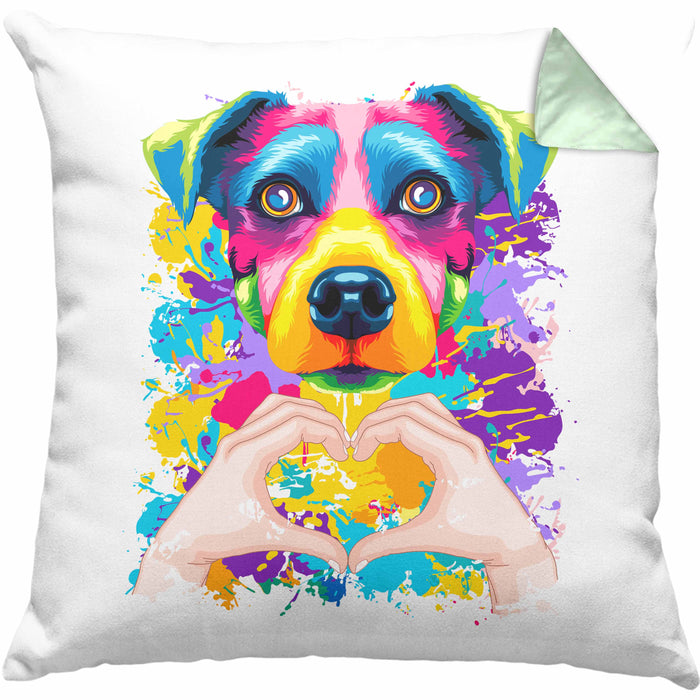 Jack Russell Besitzer Farbe Love Kissen mit Füllung 40x40 Geschenk Lustiger Spruch Geschenkidee Jack Russell Besitzerin (Grau) Grün Trendation