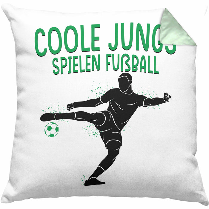 Fußballspieler Kissen mit Füllung 40x40 Geschenk Coole Jungs Spielen Fußball Geschenkidee Jungen (Grau) Grün Trendation