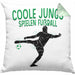 Fußballspieler Kissen mit Füllung 40x40 Geschenk Coole Jungs Spielen Fußball Geschenkidee Jungen (Grau) Grün Trendation