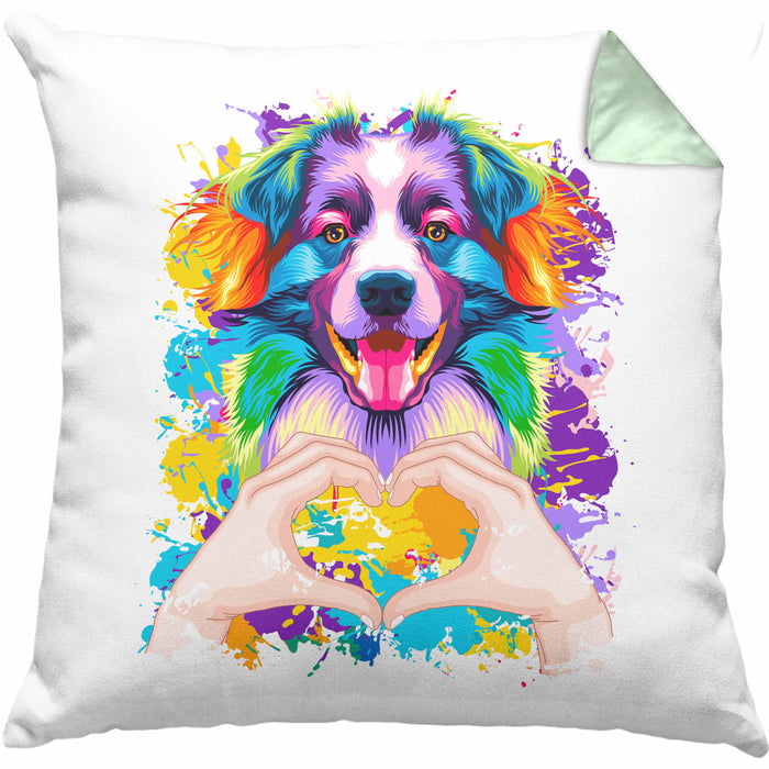 Border Collies Besitzer Farbe Love Kissen mit Füllung 40x40 Geschenk Lustiger Spruch Geschenkidee Border Collies Besitzerin (Grau) Grün Trendation