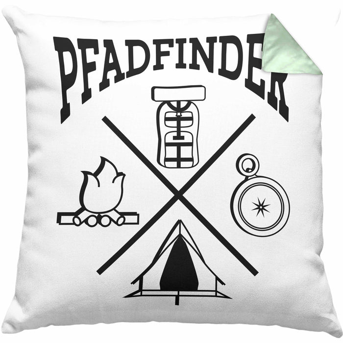Pfadfinder Kissen mit Füllung 40x40 Geschenk Lustige Geschenkidee Für Pfadfinder (Grau) Grün Trendation