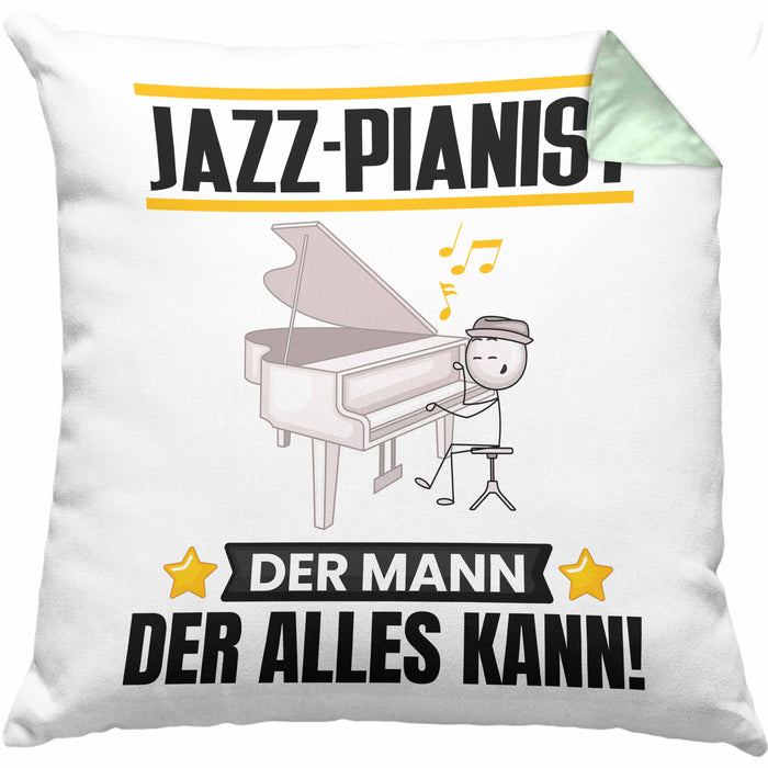 Jazz-Pianist Kissen mit Füllung 40x40 Geschenk für Jazz-Pianist Der Mann Der Alles Kann Geschenkidee zum Geburtstag (Grau) Grün Trendation
